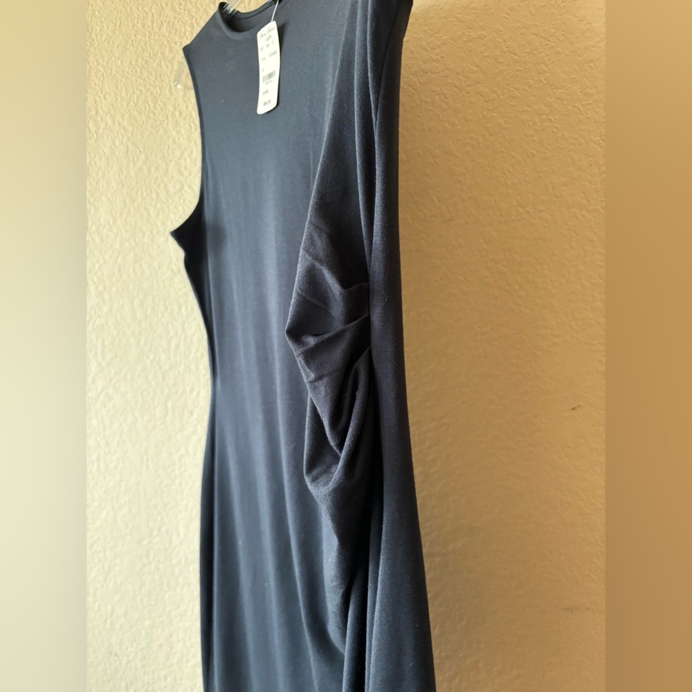 Brooks Brothers Black Sleeveless Side Ruched Midi Tank Dress NWT Size XL - Picture 4 of 10